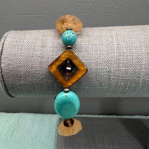 Turquoise and Amber Gemstone Bracelet